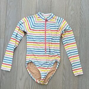 J. Crew Blue and Green One Piece Swimsuit with High Neckline